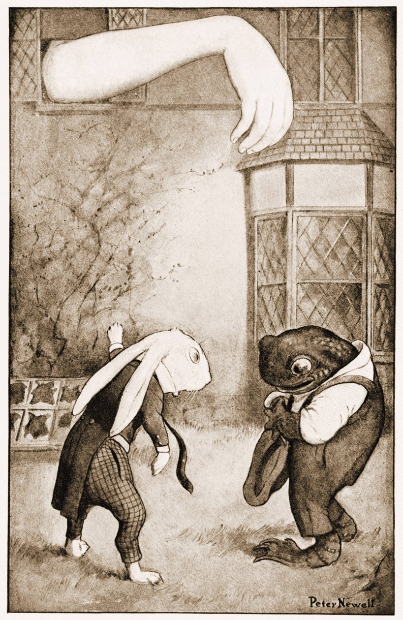"Mi van az ablakban?", Lewis Carroll Alice kalandjai csodaországban című illusztrációja, 1901 alkotó: Peter Newell