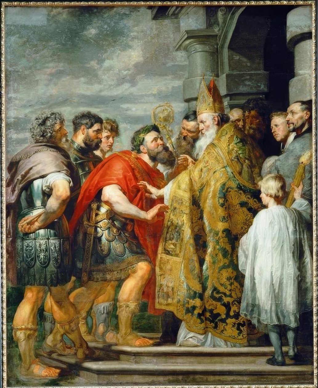 Utca. Ambrosius és Theodosius császár alkotó: Peter Paul Rubens