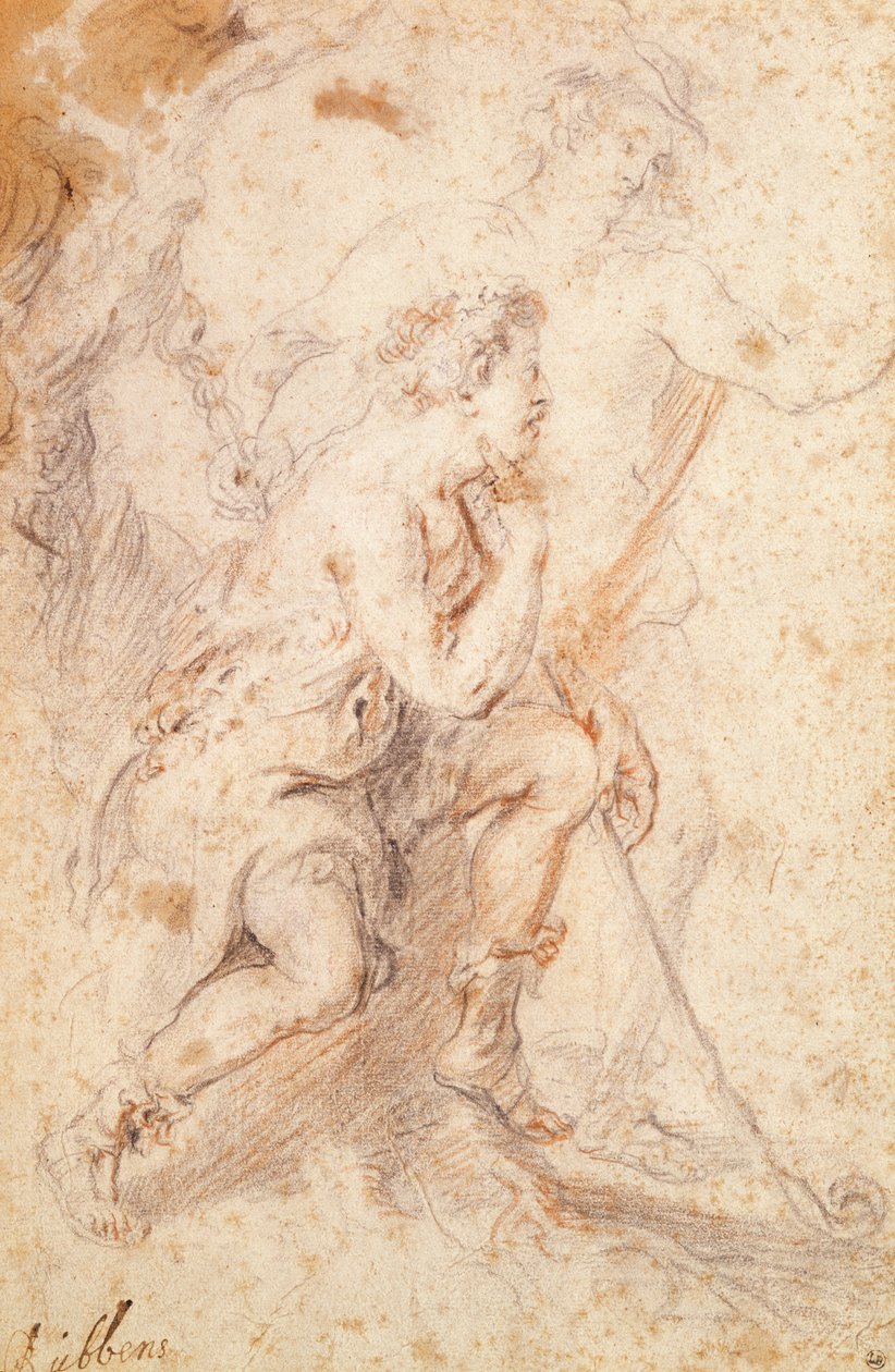 Merkúr és egy pásztor (piros és fekete kréta papíron) alkotó: Peter Paul Rubens