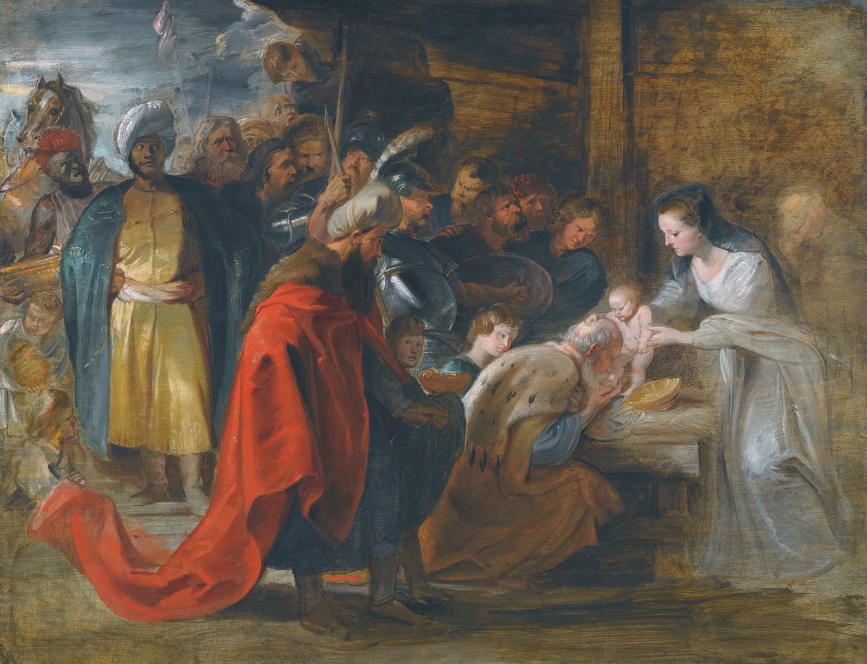 Tanulmány a mágusok imádatáért alkotó: Peter Paul Rubens