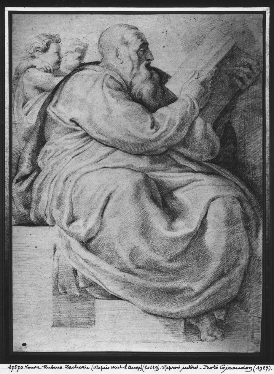 Zacharias próféta Michelangelo Buonarroti (1475-1564) nyomán (pierre noire és vörös kréta papíron) alkotó: Peter Paul Rubens