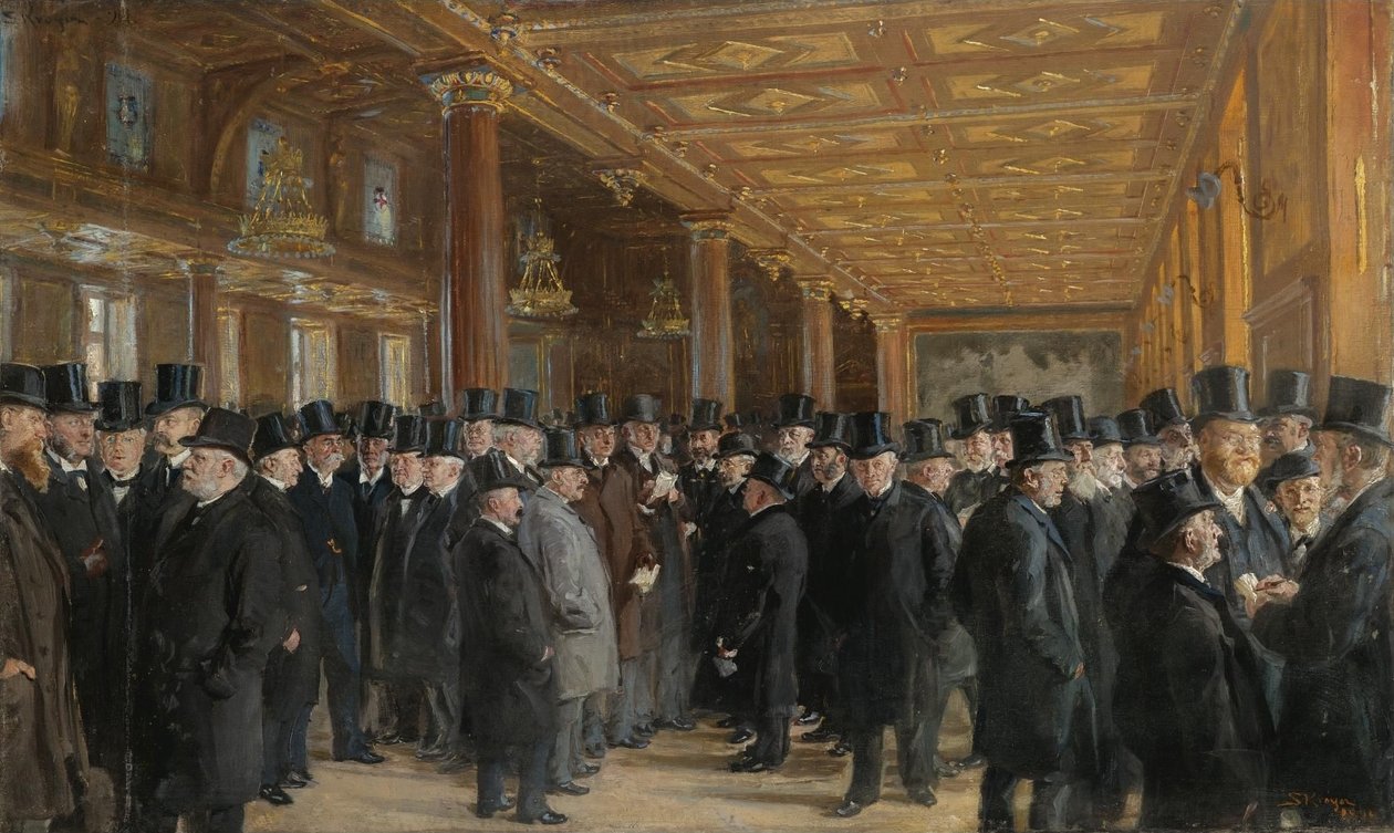 A koppenhágai tőzsde vázlatából alkotó: Peder Severin Krøyer