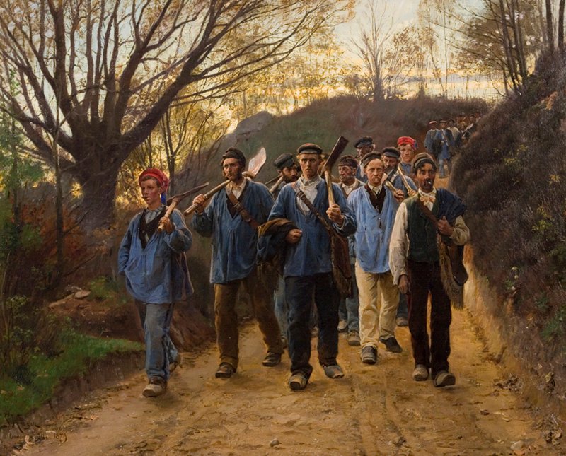Francia mezőgazdasági munkások üreges úton alkotó: Peder Severin Krøyer