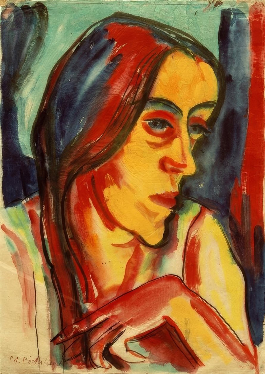 Fiatal nő sötét zsinórral (Hanna) alkotó: Peter August Böckstiegel