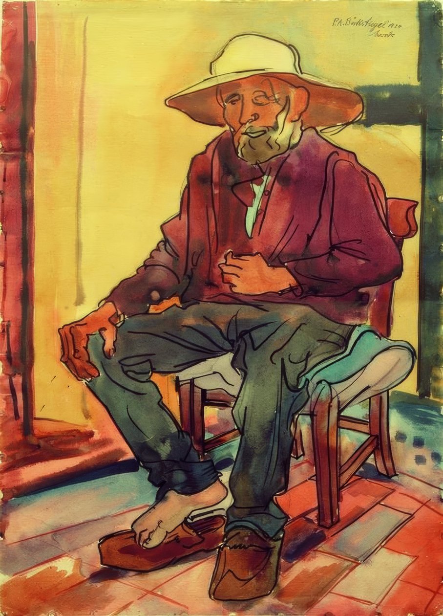 pihenő vesztfáliai farmer (Thorlümke) alkotó: Peter August Böckstiegel