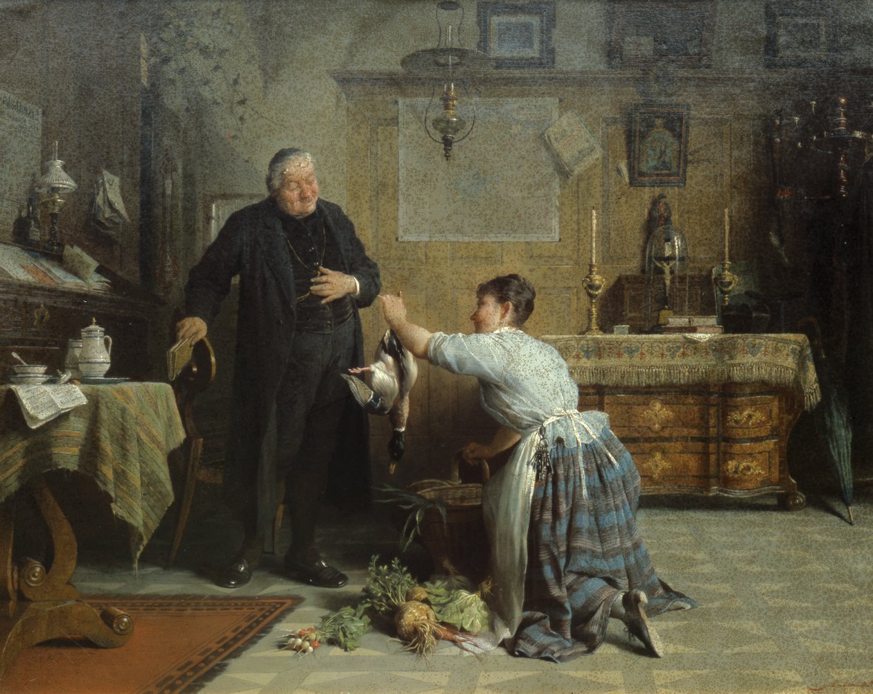 A papok vacsora (olaj) alkotó: Peter Baumgartner