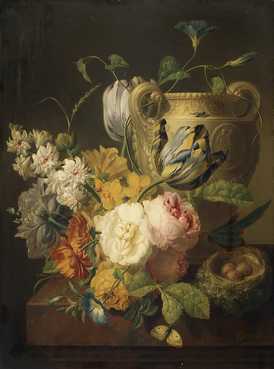 Virágok egy kőváza mellett, 1786. alkotó: Peter Faes