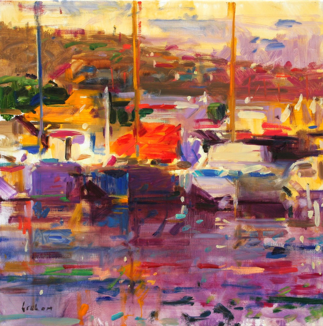 Kék csónak, St Tropez alkotó: Peter Graham (Contemporary)