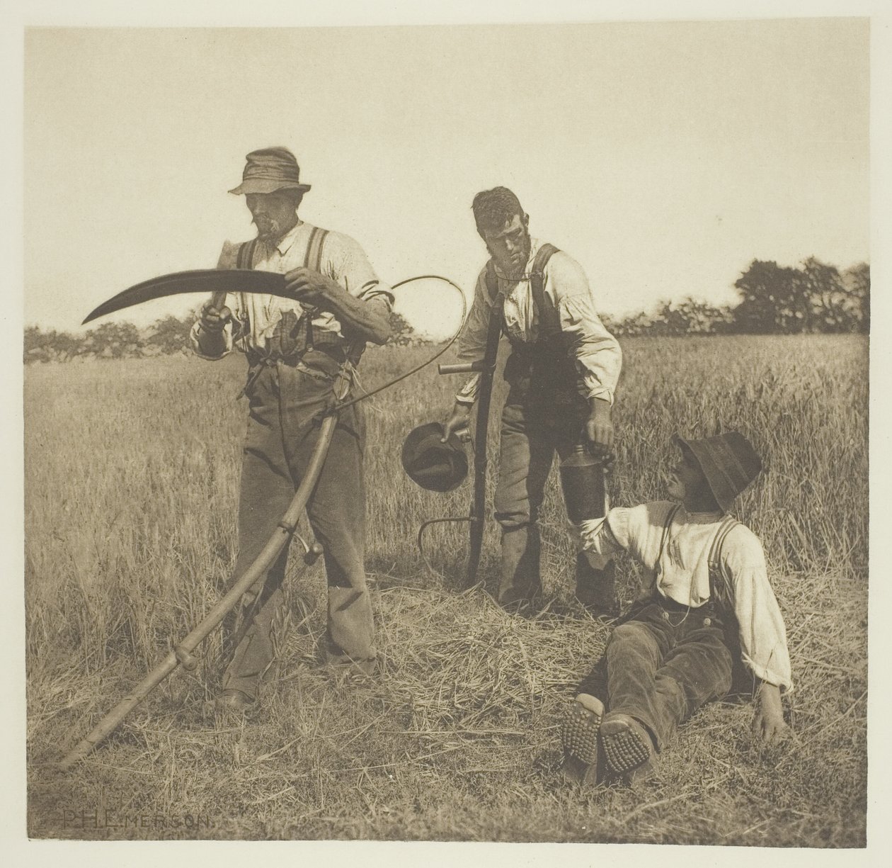 Az árpaszüretben (Suffolk) alkotó: Peter Henry Emerson