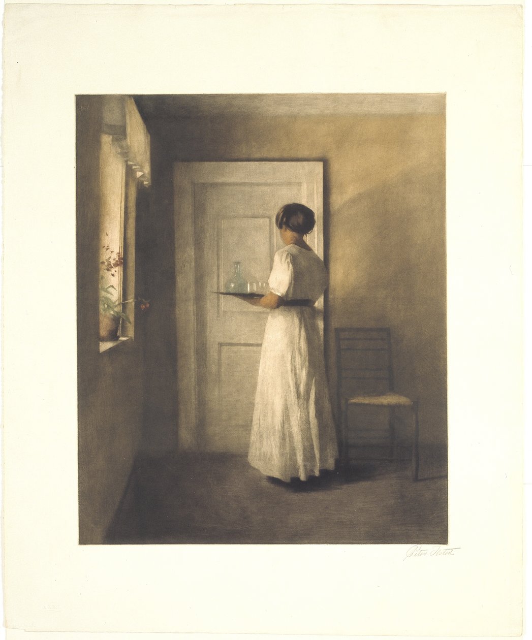Fiatal lány egy tálcával alkotó: Peter Vilhelm Ilsted