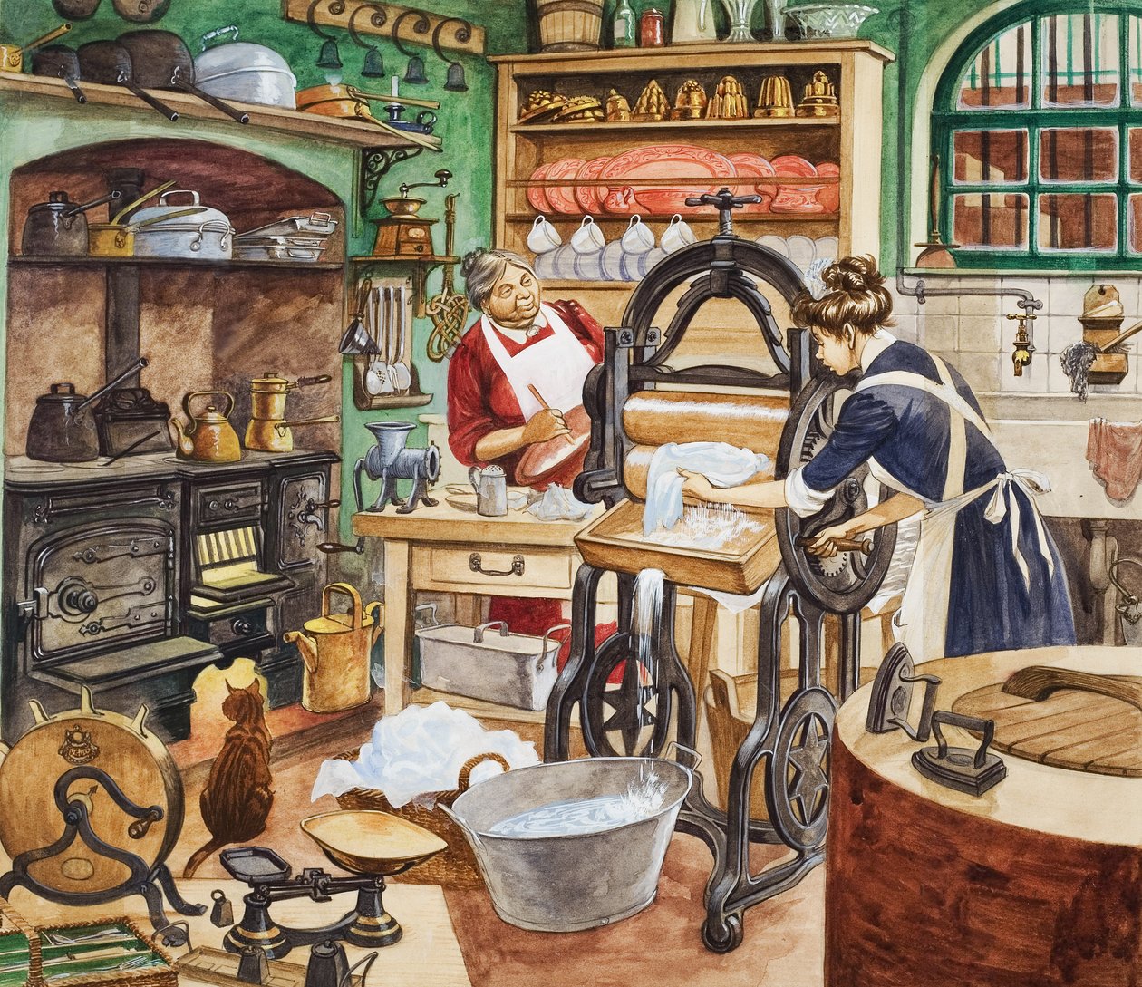 Tizenkilencedik századi konyha (gouache, papír) alkotó: Peter Jackson