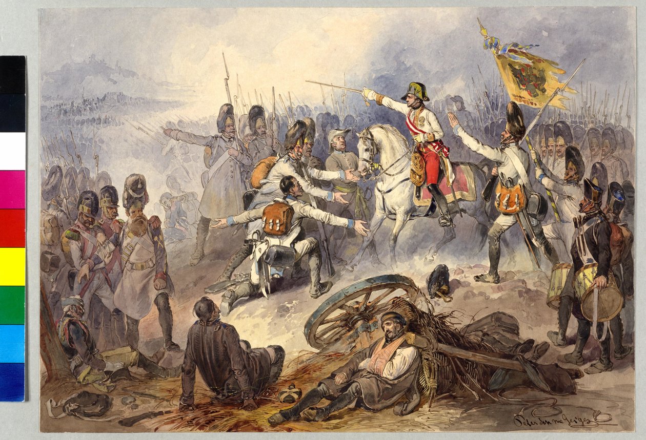 Stockachi csata 1799 (akvarell) alkotó: Peter Johann Nepomuk Geiger