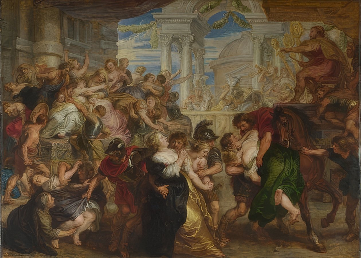 A szabin nők rablása. 1635-40 körül alkotó: Peter Paul Rubens