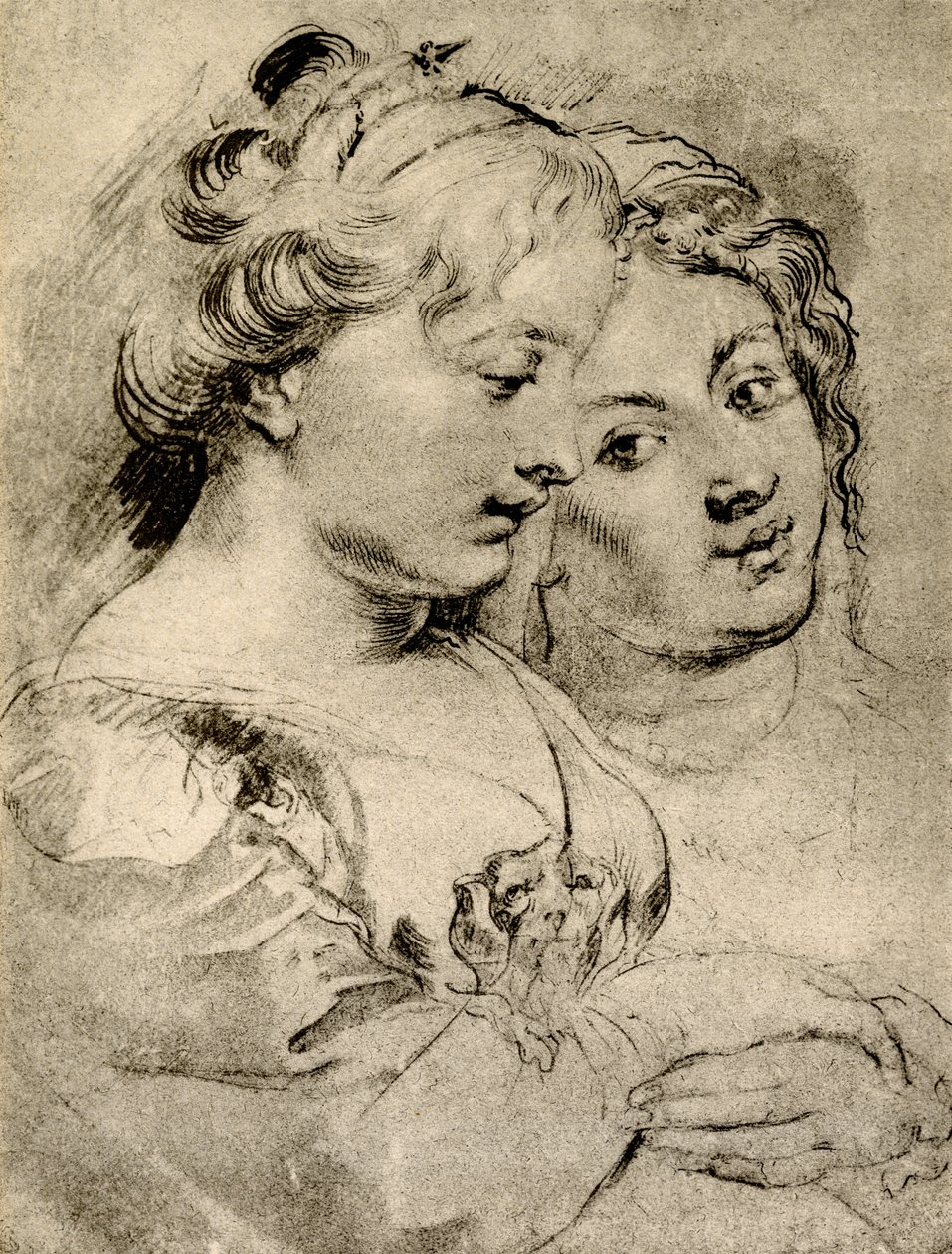 Részletes tanulmány két lányról alkotó: Peter Paul Rubens