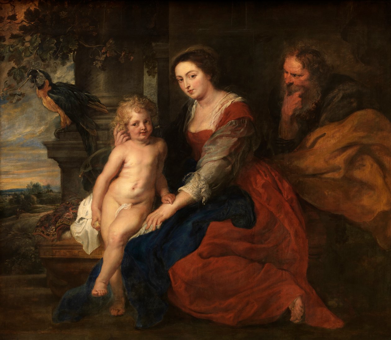 Szent család egy papagájjal alkotó: Peter Paul Rubens