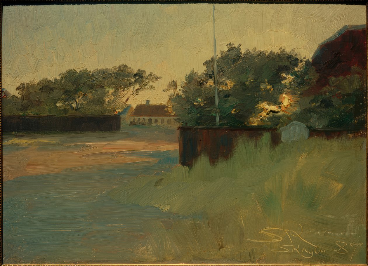 Kilátás a Brödnum kertjére. napnyugta alkotó: Peder Severin Krøyer