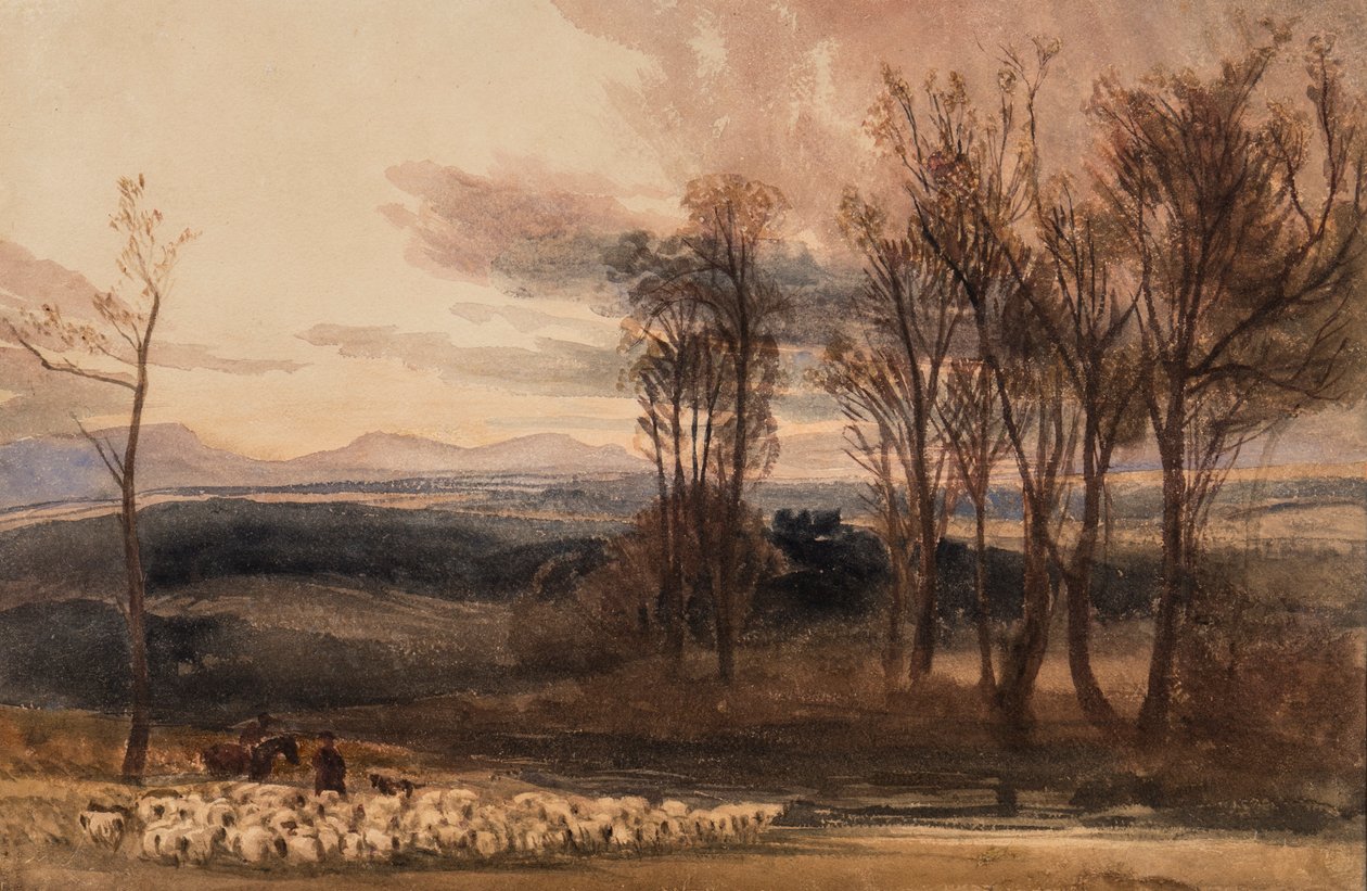 Winters Dusk, 1830 körül (wc papíron) alkotó: Peter de Wint