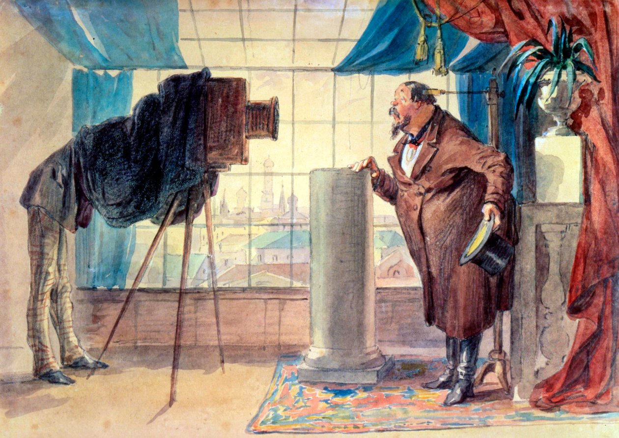 „Kereskedő a fényképésznél”, 1860-as évek. alkotó: Petr Mikhailovich Shmel