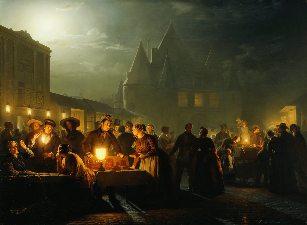 Könyvvásár, 1852 alkotó: Petrus van Schendel