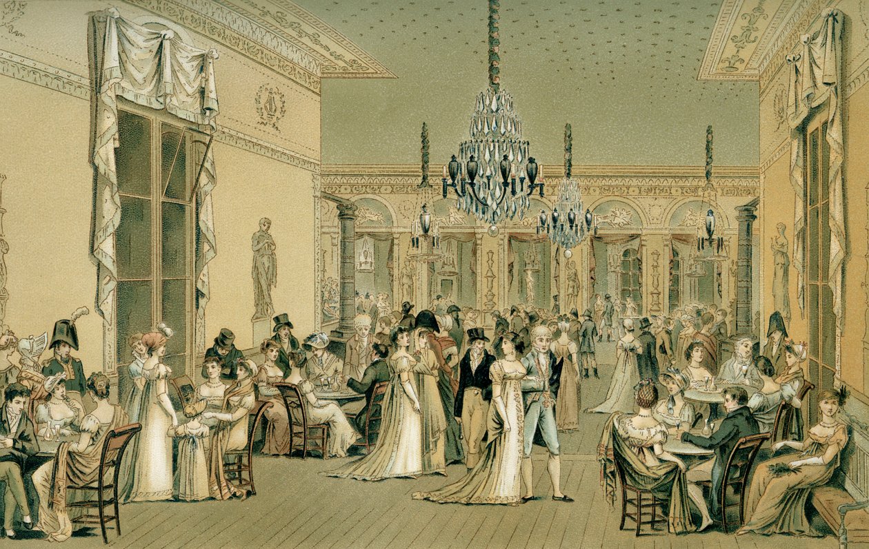 Szalon a Café Frascatiban, Párizs (Le Grand Salon de Frascati) alkotó: Philibert Louis Debucourt