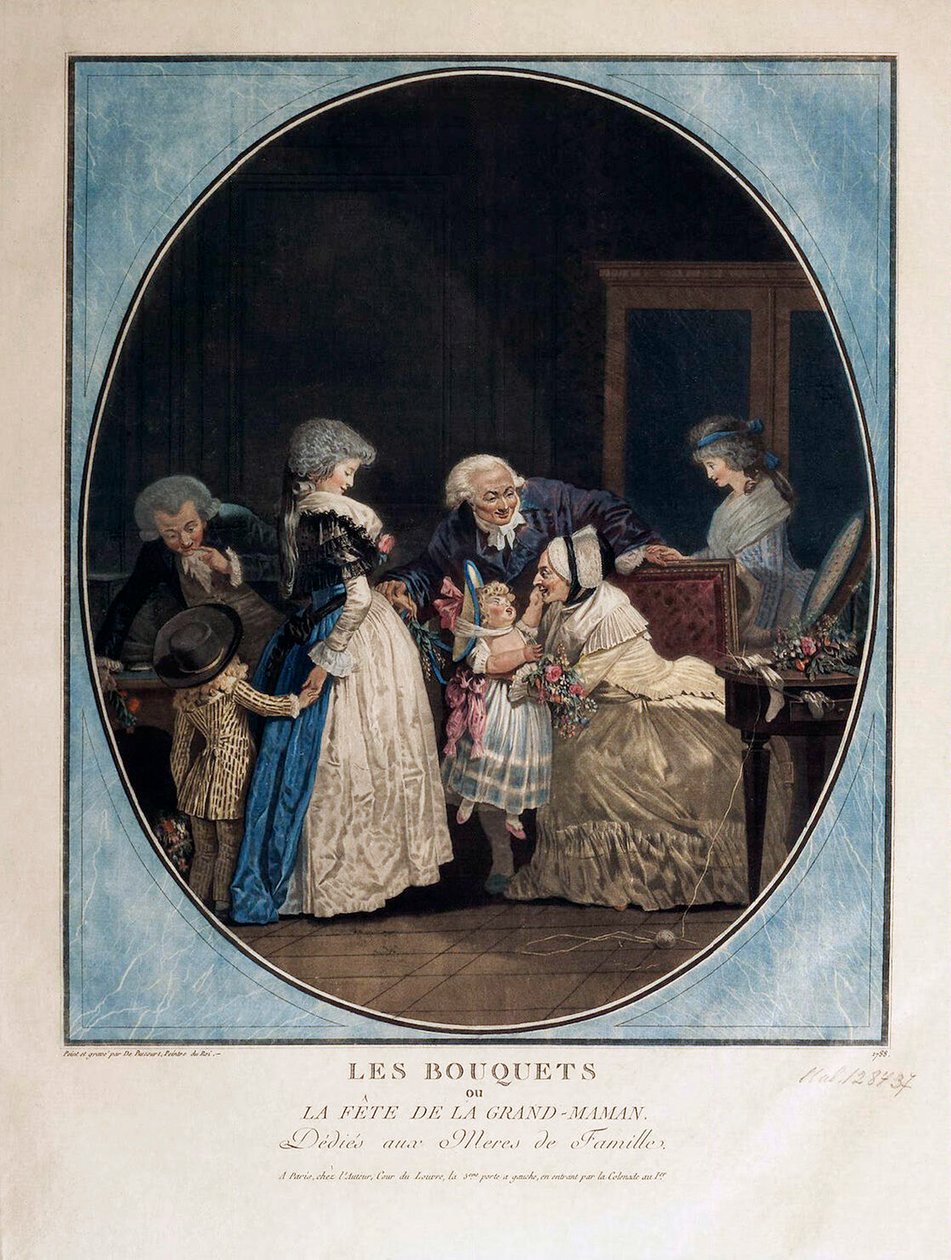Gratulálunk a nagymama névnapjához, 1788. alkotó: Philibert Louis Debucourt