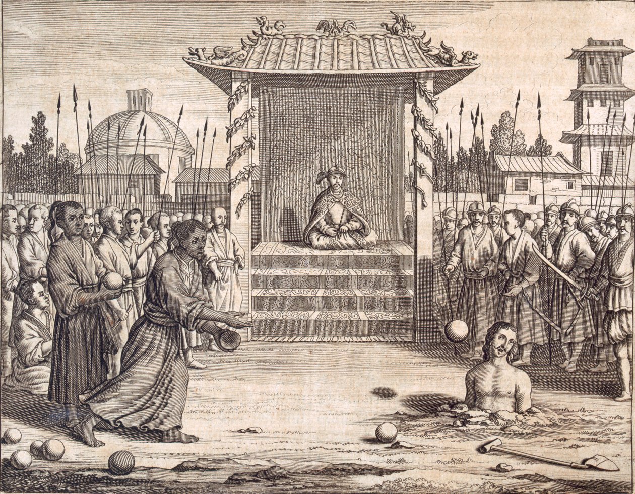 "Egy bitorló halálra kövezve", pub. 1672. alkotó: Philip Baldaeus