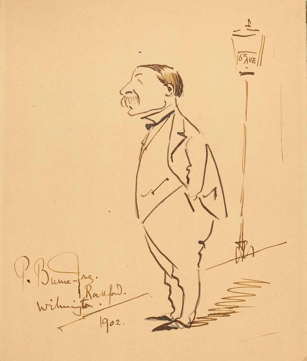 Samuel Bancroft karikatúrája alkotó: Philip Burne Jones