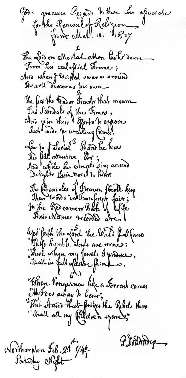 Dr Doddridge verse, 1746, 1840. alkotó: Philip Doddridge