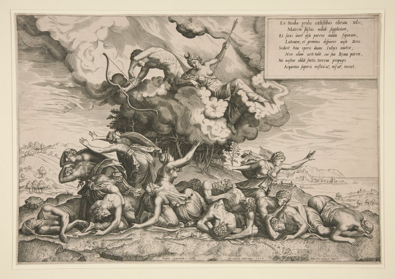 Apollo és Artemis megöli Niobét alkotó: Philip Galle