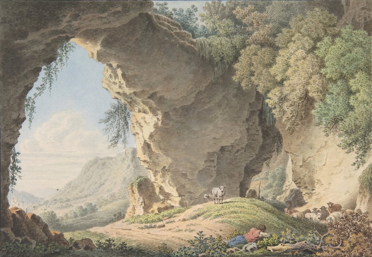 Sziklás táj alvó pásztorral, 1817. alkotó: Philip Heinrich Dunker