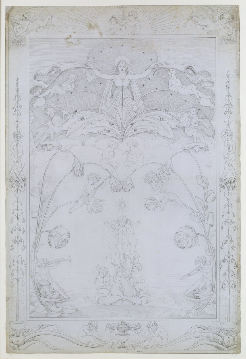 Az este, 1803 (tinta papíron) alkotó: Philipp Otto Runge