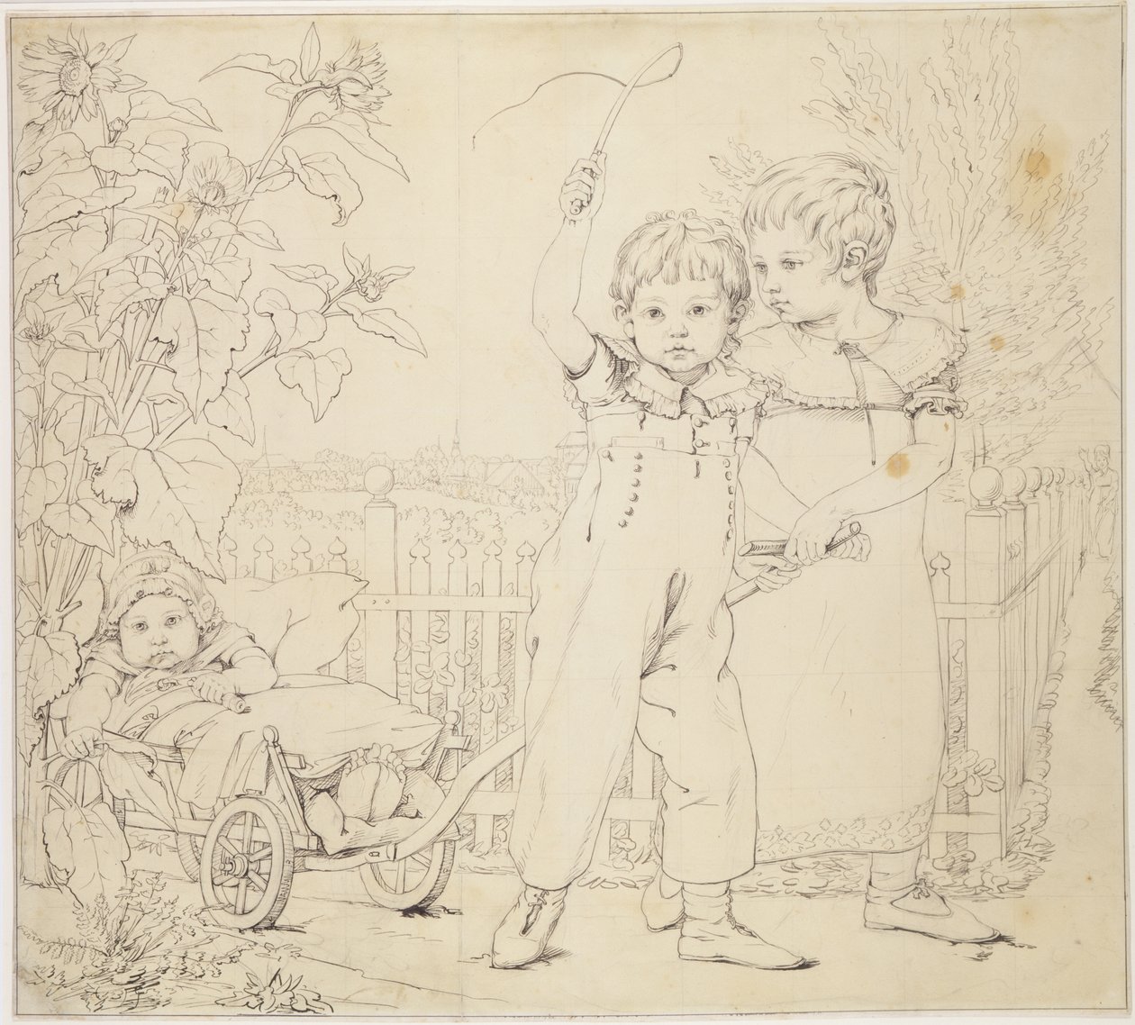 The Hulsenbeck Children, 1805-6 (toll és tinta ceruza fölött papíron) alkotó: Philipp Otto Runge