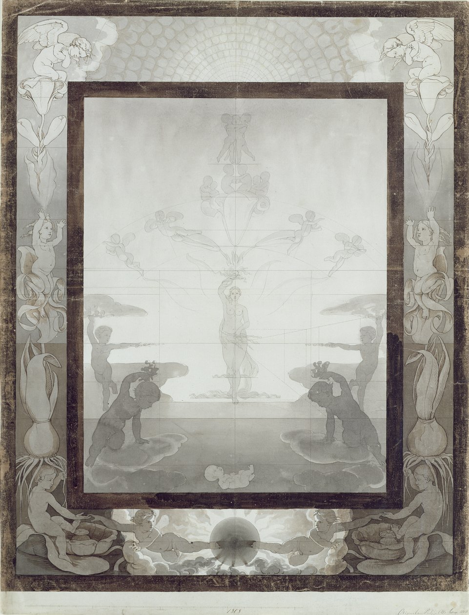 The Morning, 1807 (toll és ecset barna és szürke színben, ceruzával papíron) (lásd: 147752) alkotó: Philipp Otto Runge