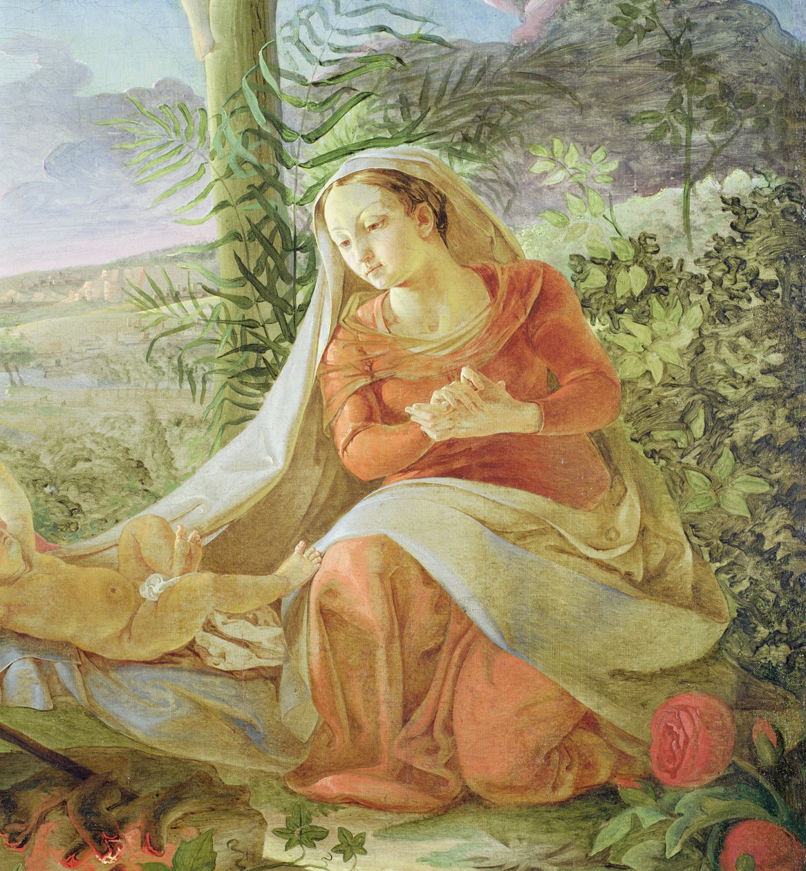 A Szűz a "Pihenés az egyiptomi repülésen" című filmből, 1805-06 (141645 részlet) alkotó: Philipp Otto Runge