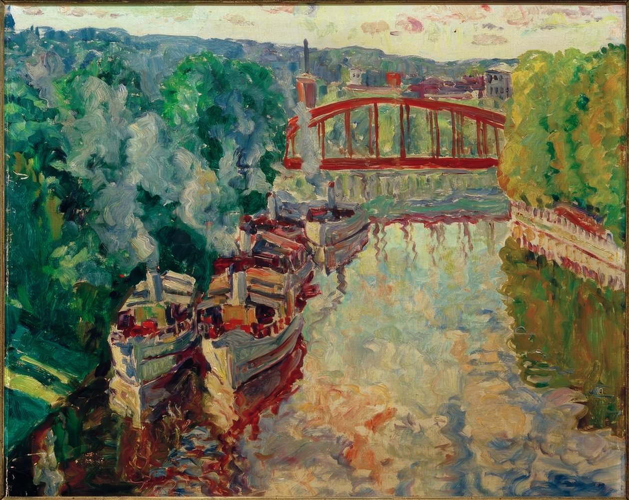 Gőzhajó kikötője alkotó: Philipp Franck