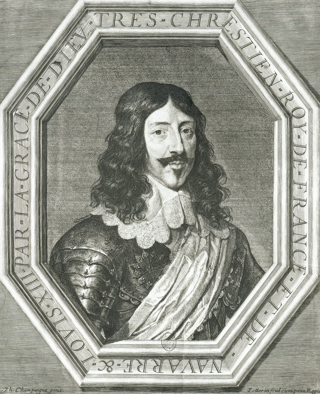 XIII. Lajos (1601-43) portréja, Jean Morin metszete alkotó: Philippe de Champaigne