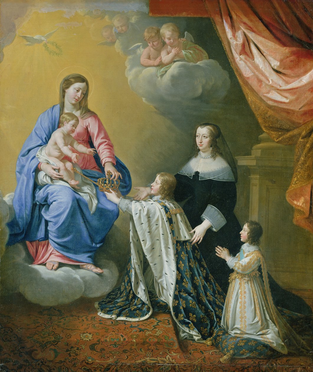 Szűz Mária XIV. Lajosnak adja a koronát és a jogart, 1643 alkotó: Philippe de Champaigne
