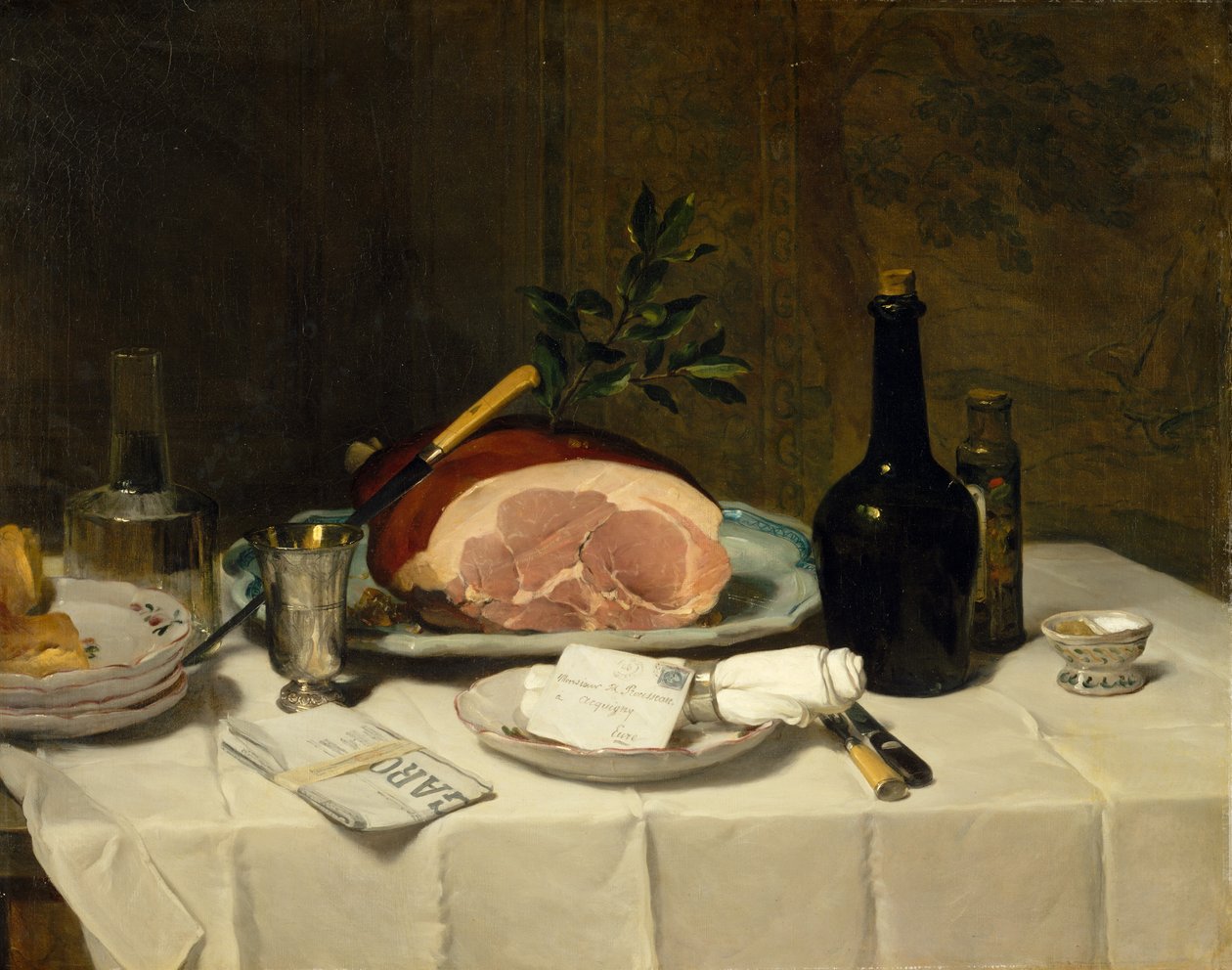 Csendélet sonkával, 1870-es évek. alkotó: Philippe Rousseau