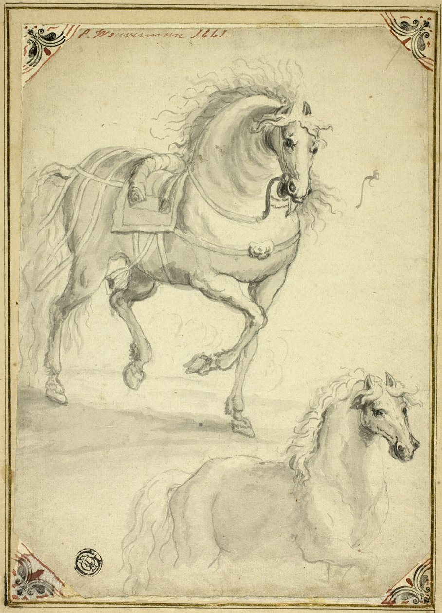 Két vázlat a vágtázó lóról alkotó: Philips Wouwerman
