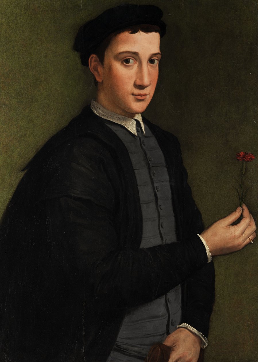 Fiatal férfi szegfűvel alkotó: Pier Francesco Foschi