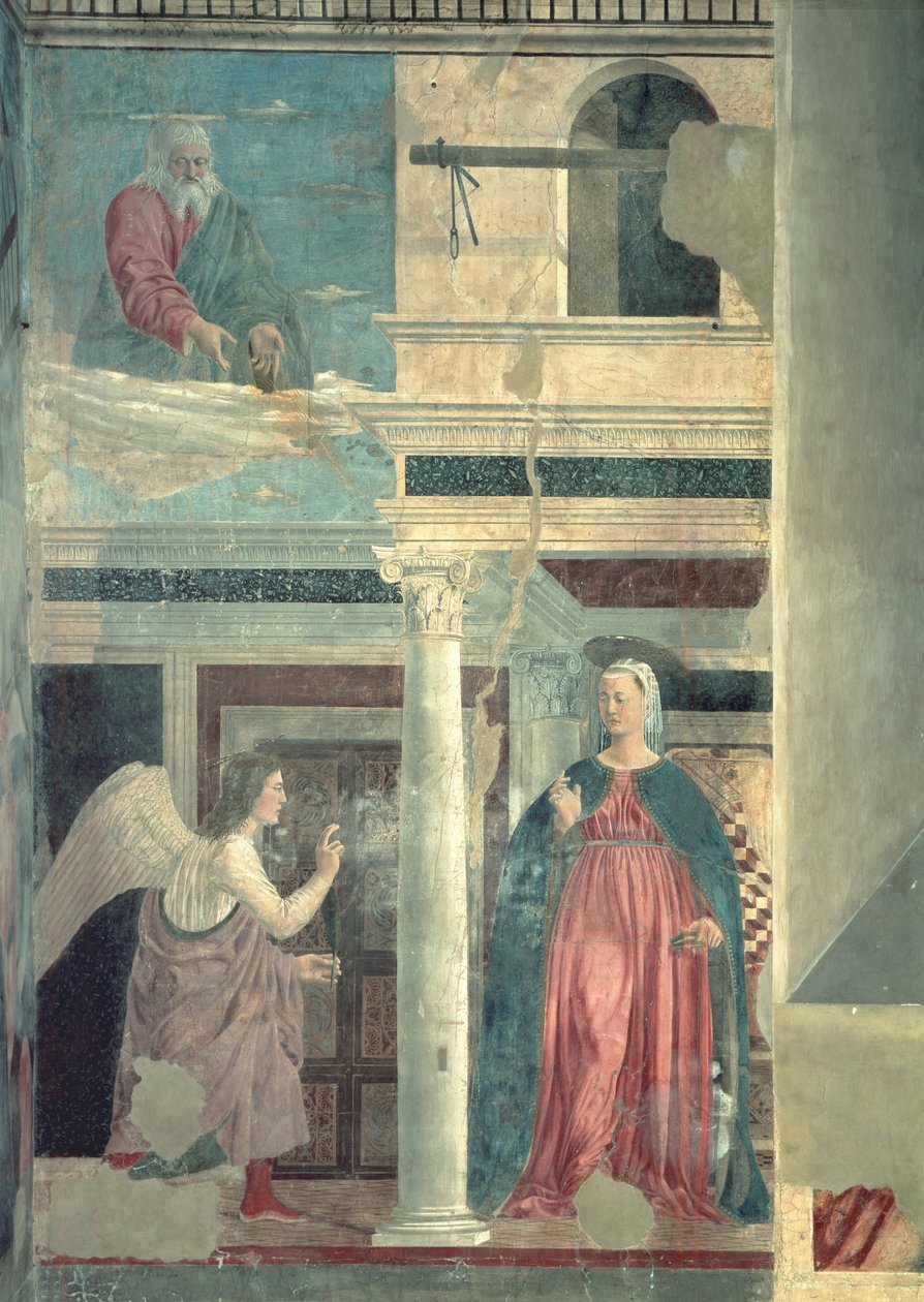 Angyali üdvözlet, a True Cross ciklusból, 1464-ben fejeződött be alkotó: Piero della Francesca