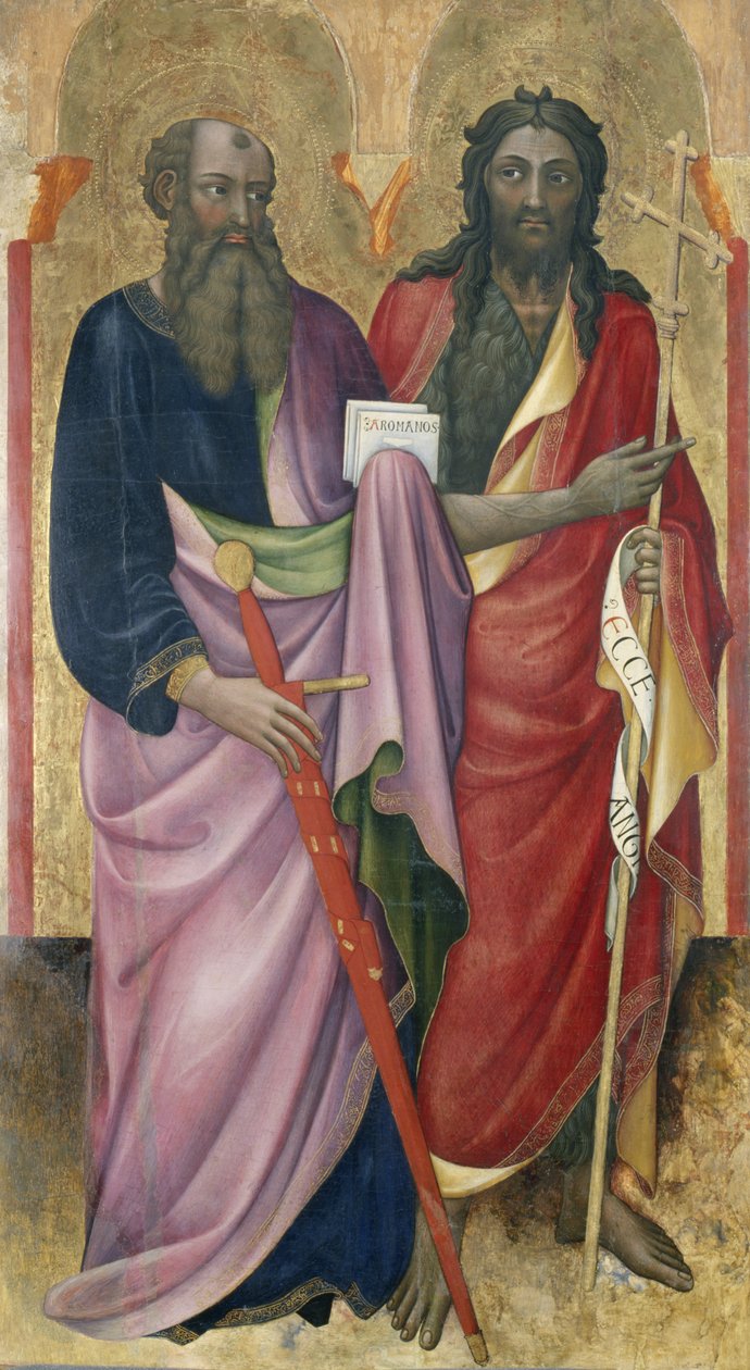 Pál apostol és Keresztelő János, 1418-20 körül (tempera nyárfán) alkotó: Piero di Alvaro