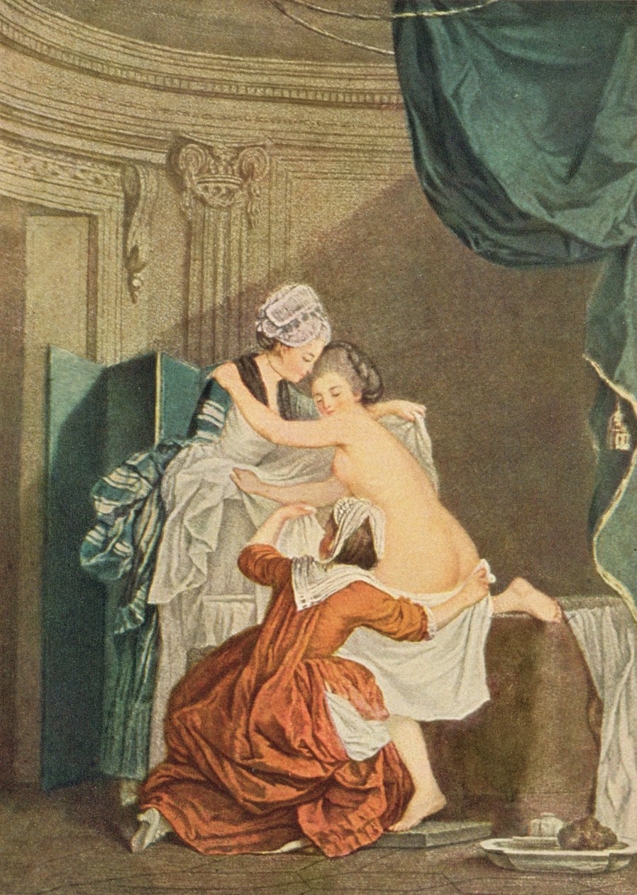 A fürdő, Nicolas Francois Regnault metszete alkotó: Pierre Antoine Baudouin
