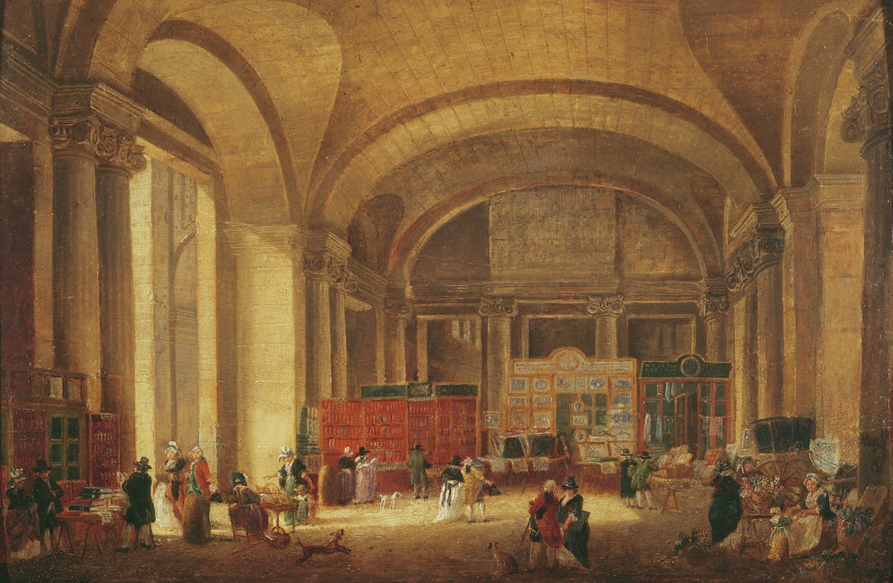 Nyomtatott árusok a Louvre bejáratánál, 1791 alkotó: Pierre Antoine Demachy