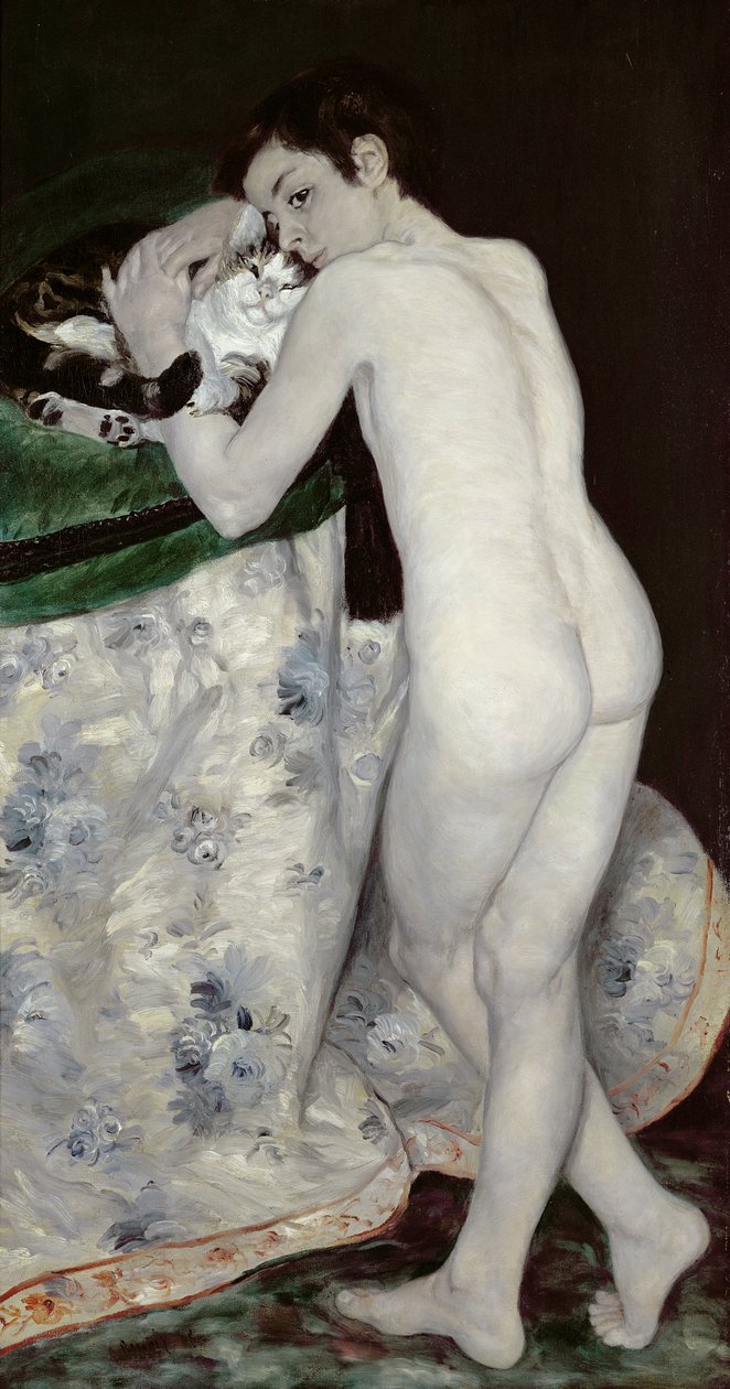 Egy fiú macskával, 1868 alkotó: Pierre Auguste Renoir