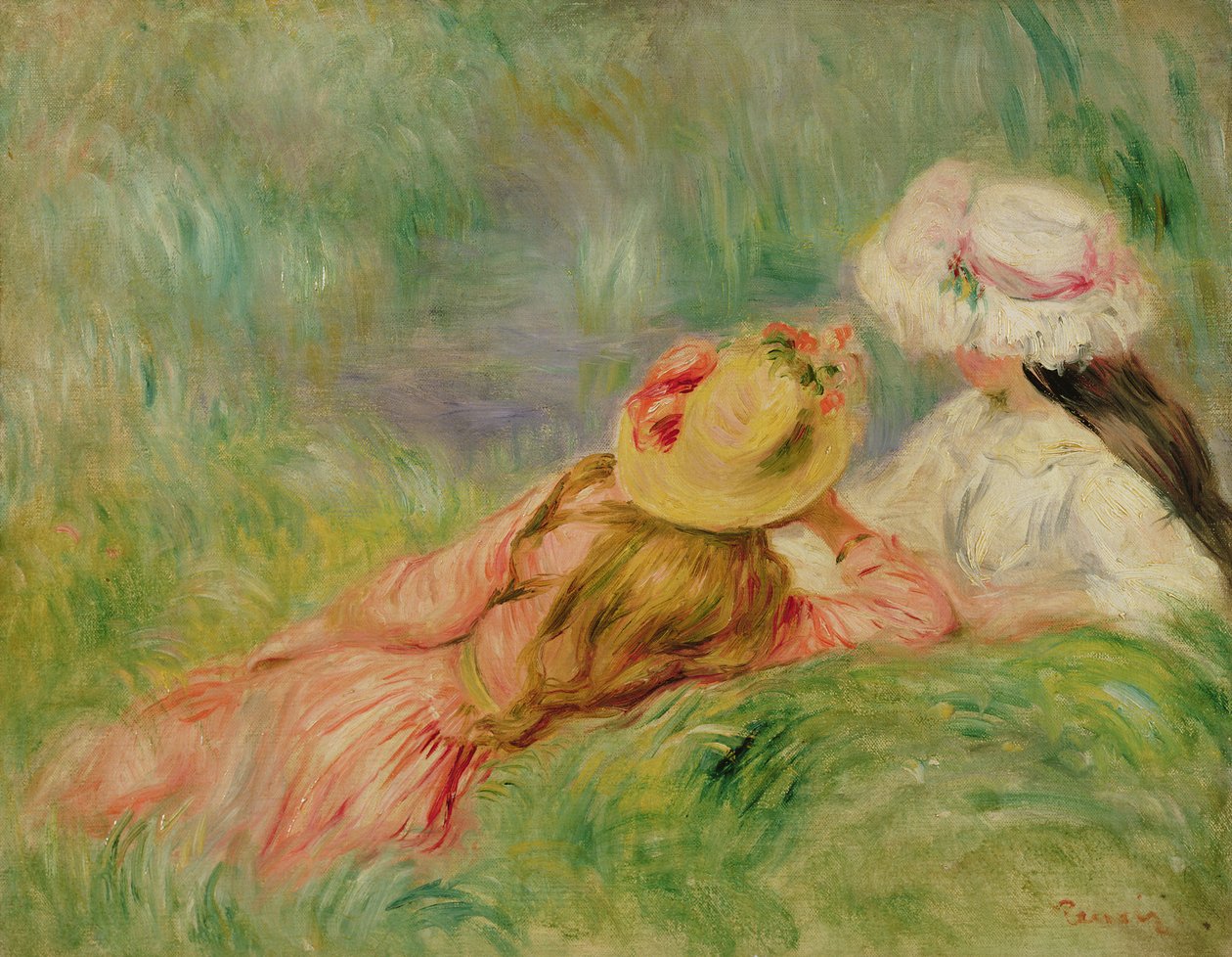 Fiatal lányok a folyóparton alkotó: Pierre Auguste Renoir