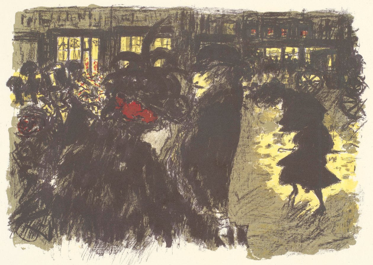 Place le soir, litográfia a párizsi élet néhány aspektusából alkotó: Pierre Bonnard