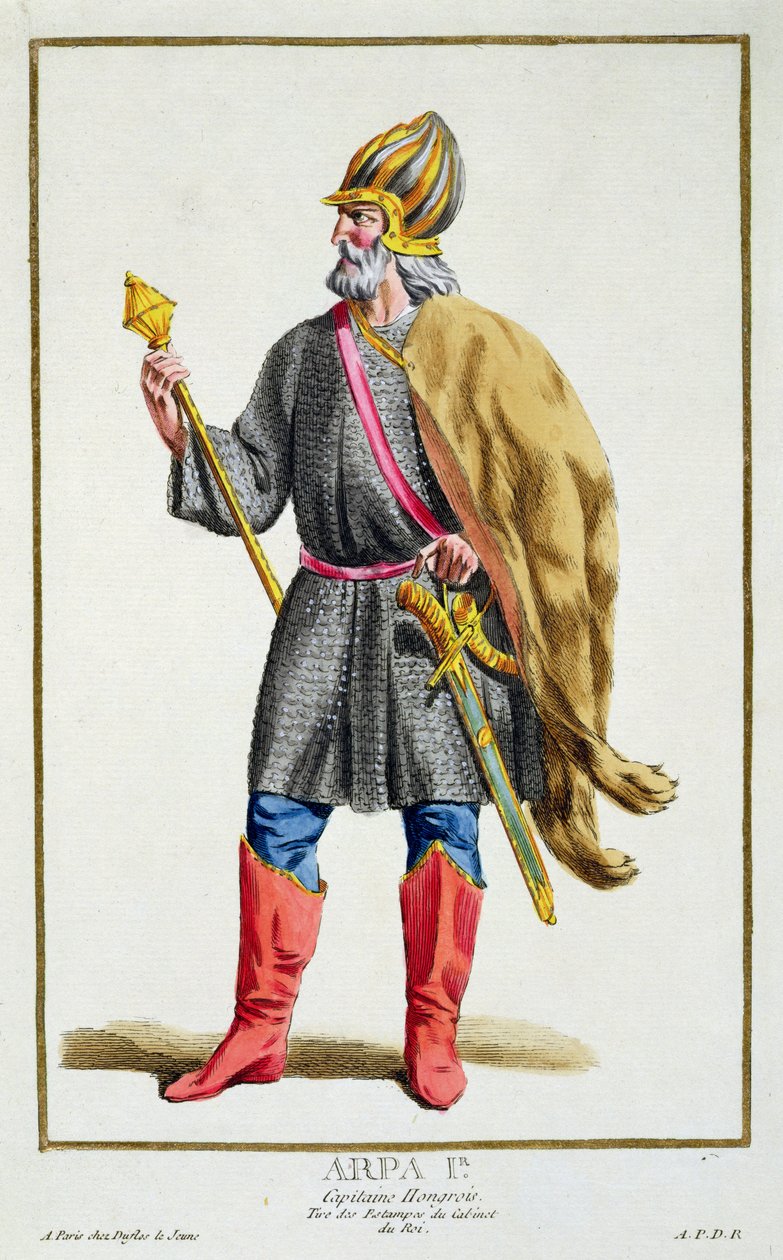 Arpa I a „Recueil des Estampes, Representant les Rangs et les Dignites, a Costume of All Existing Nations szerint”, 1780-ban megjelent (kézzel festett metszet) alkotó: Pierre Duflos