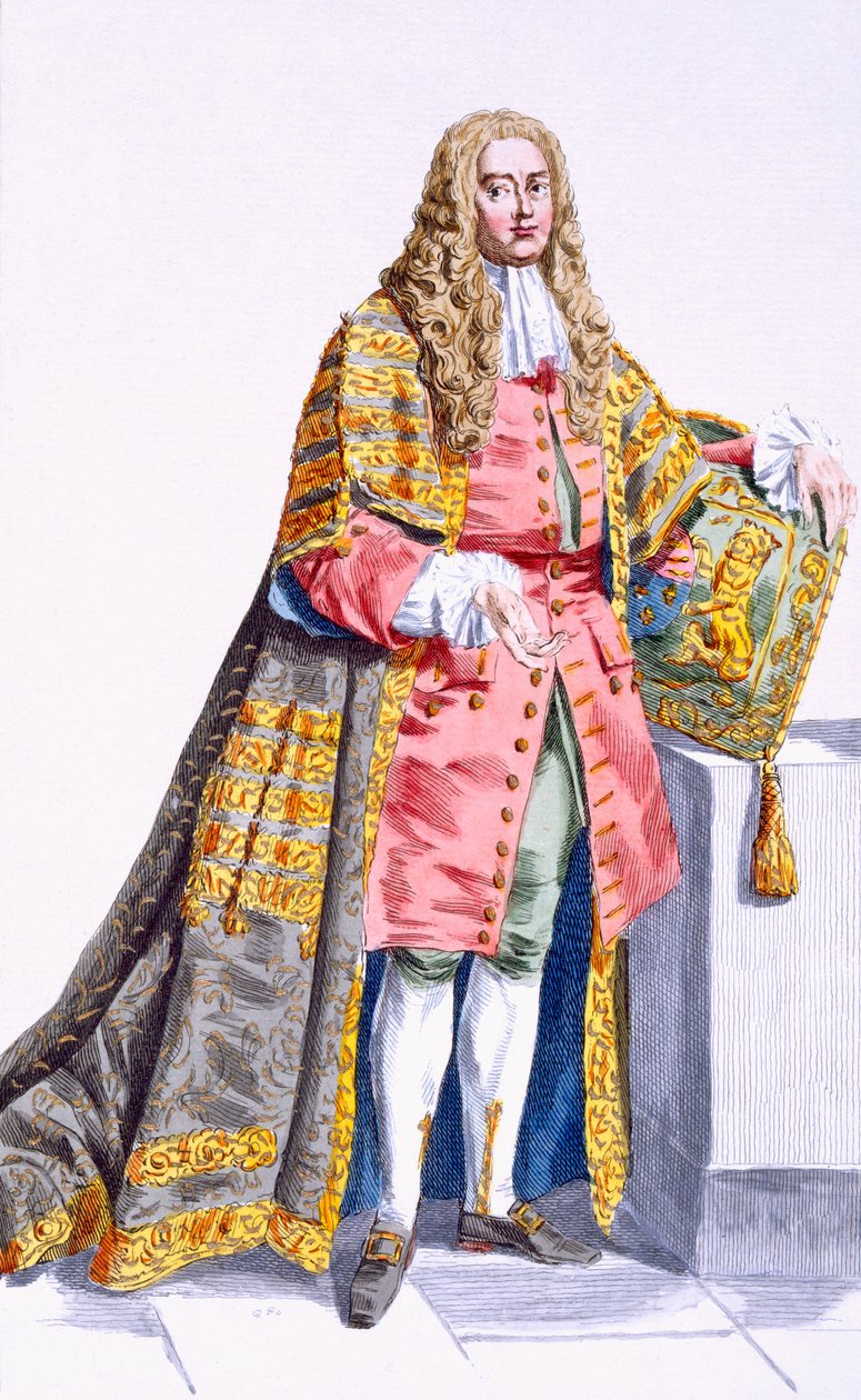 Philip Yorke (1690-1764) First Lord Hardwick a "Receuil des Estampes, representant les Rangs et les Dignites, suivant le Costume de toutes les Nations existantes" című, 1780-ban megjelent (kézzel színezett eng. alkotó: Pierre Duflos