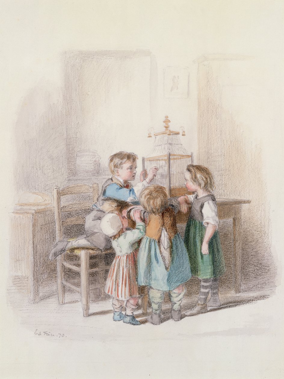 Az új kisállat, 1870 alkotó: Pierre Edouard Frere